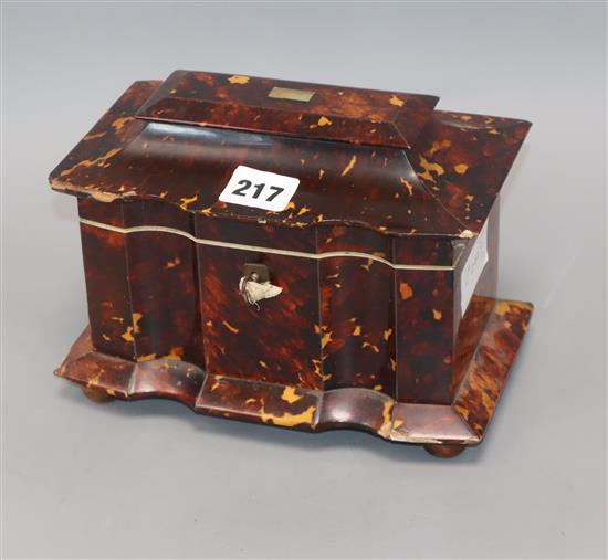 A 19th century tortoiseshell tea caddy